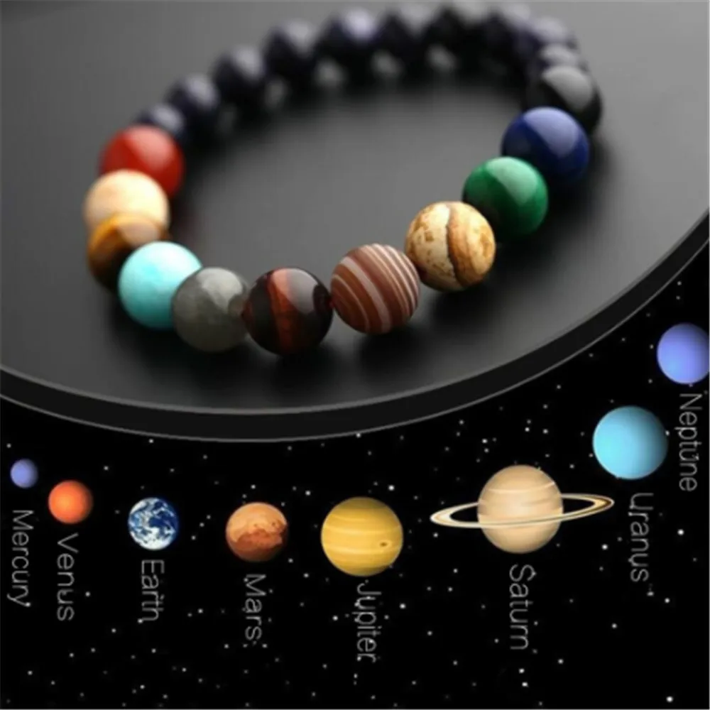 Дропшиппинг восемь планетов браслет из бисера женский натуральный камень Вселенная Йога браслет чакра солнечная для мужчин Galaxy ювелирные изделия