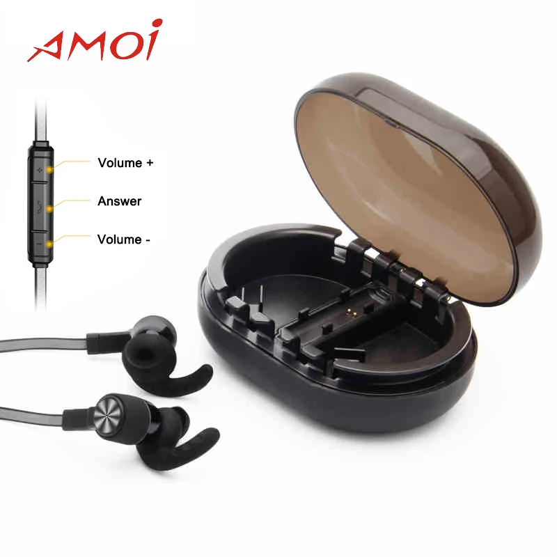

Amoi Wireless headphones S128 with Bluetooth 4.1 APT-X Audio Decoding Technology Waterproof Sport headset for Galaxy S9 S9Plus