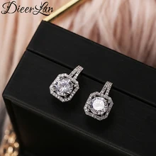 DIEERLAN корейская мода 925 пробы серебряные серьги с кубическим цирконием для женщин Свадебные ювелирные изделия женские квадратные серьги Brincos