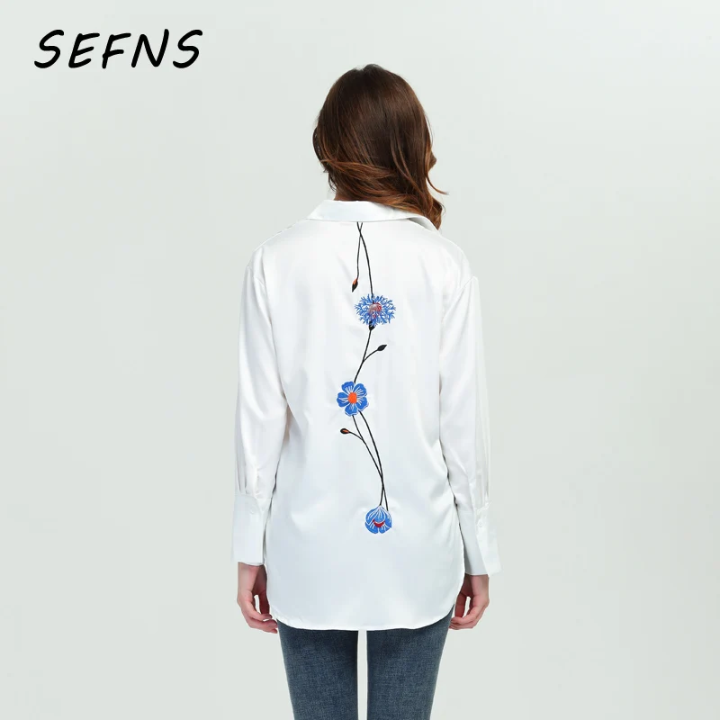 

SEFNS back sweet floral embroidery shirt vintage chic sweet long sleeve white blouse casual ladies tops blusas 2018 spring