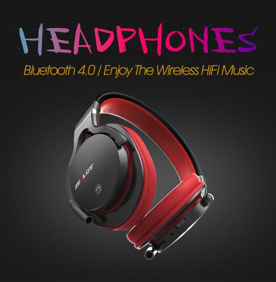 ZEALOT B5 Super Bass Bluetooth 4,0 наушники на ухо стерео Беспроводная гарнитура с микрофоном Micro-SD карта воспроизведения