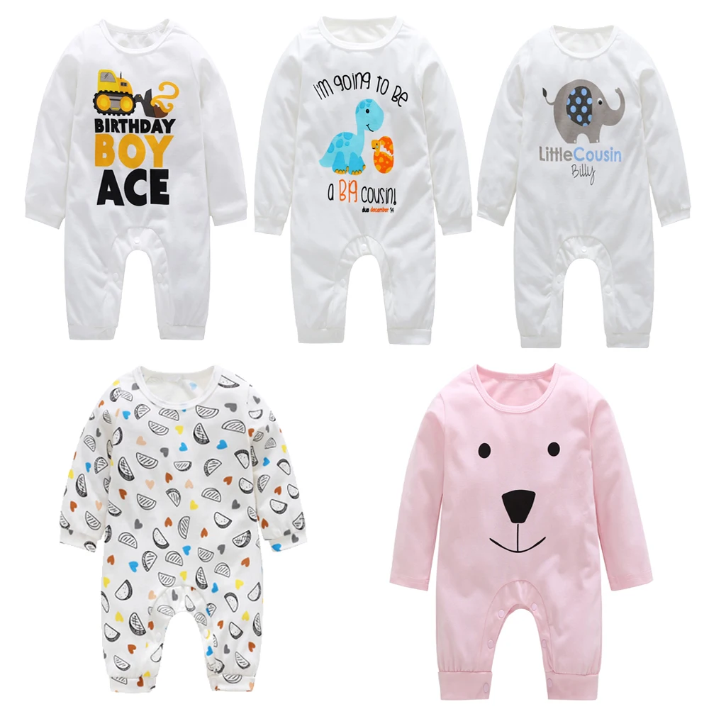 جديد الوليد الطفل الفتيان فتاة رومبير الفيل الأزهار المطبوعة طويلة الأكمام الشتاء القطن رومبير طفل بذلة Playsuit تتسابق الملابس