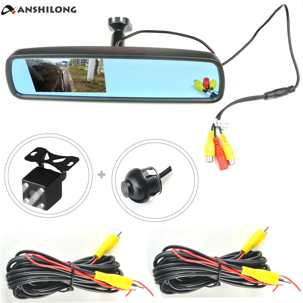 ANSHILONG 3 в 1 TFT LCD 2 видеовхода 4 &quotмонитор для парковочного зеркала автомобиля с