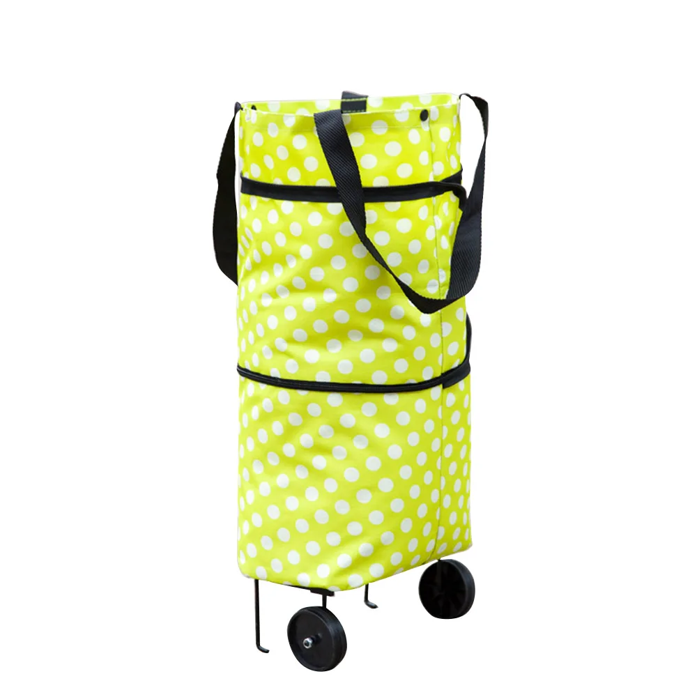 Модный дизайн большой емкости водонепроницаемый ткань Оксфорд складное колесо для торговой тележки сумка дорожная тележка багажная сумка - Цвет: green dot