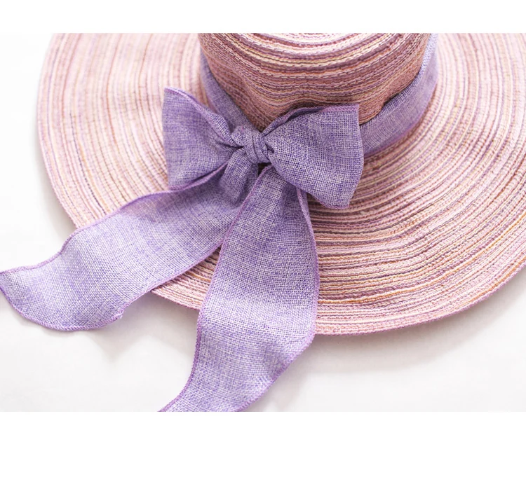 2018 женские летние шляпы лук шелковой лентой новый бренд соломы Шапки для Для женщин Beach Sun Шапки флоппи Sunhat, chapeau Femme, chapeu De Praia