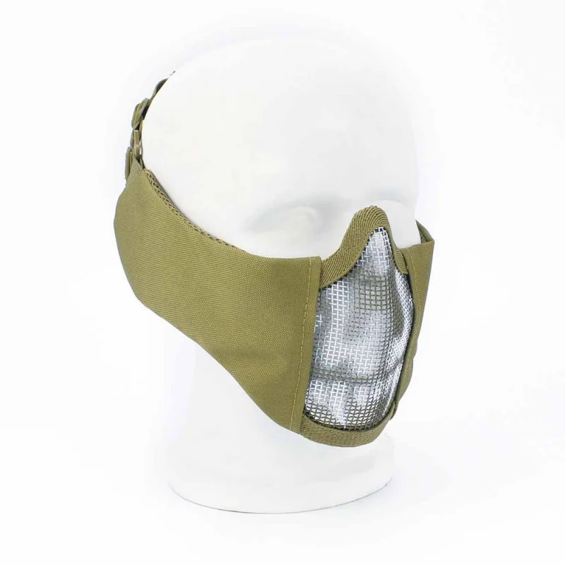 Тактическая Половина лица Металлическая стальная сетка маска охотничья защитная маска Крышка для страйкбола ухо защита Половина лица