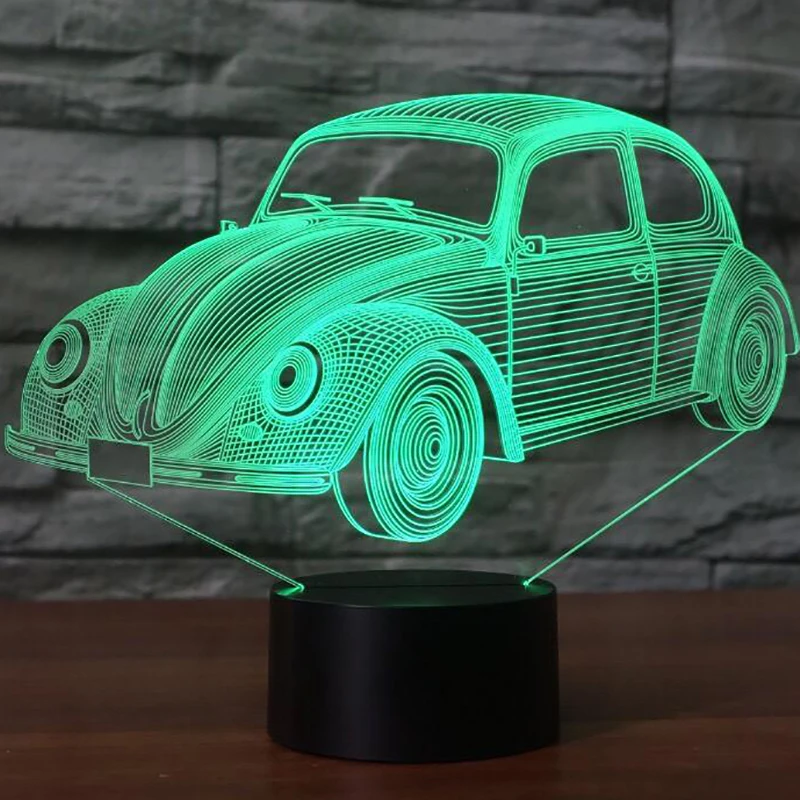 

7 Colors Visual Beetle Car Modeling Lamp 3D LED NightLight Kids Gifts Touch Switch USB Table Lampara Lampe Baby Sleep Lighting