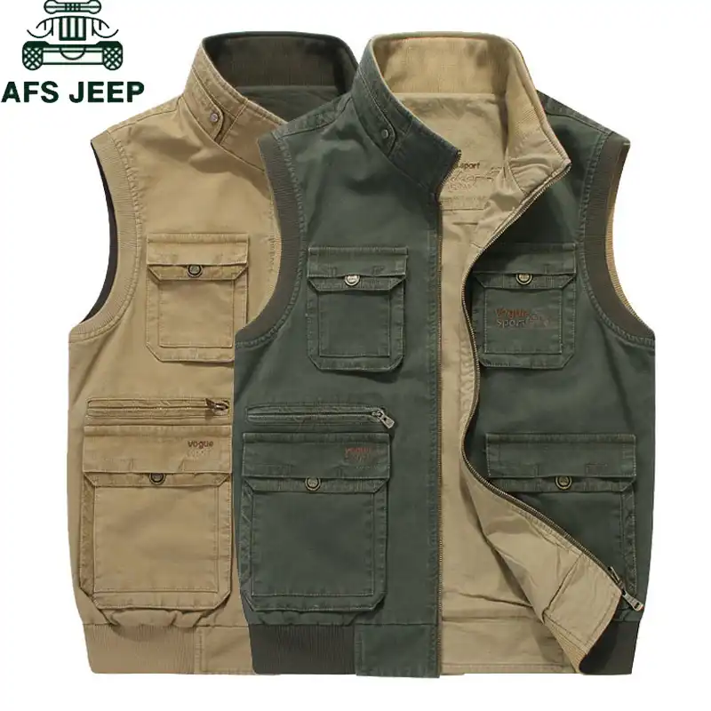 AFS JEEP Plus Size 7XL 8XL 9XL Military Men Vest Cotton Casual Multi