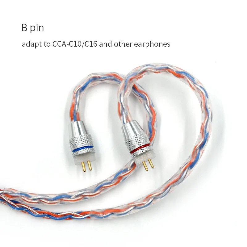 CCA C2, 8 ядер, оранжевый, синий, с серебристым покрытием, кабель с покрытием для наушников, обновление для KB10, KB06, A10, C10, CA4, KZ, AS16, AS10, AS12 - Цвет: c2Bin
