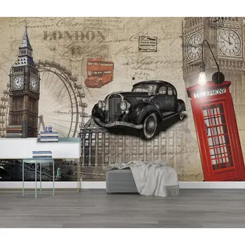 

Europe Wall Papers Vintage London Photo Wallpaper Mural Papel Parede 3D Home Bar Coffee Decor Self Adhesive Vinyl/Silk Wallpaper