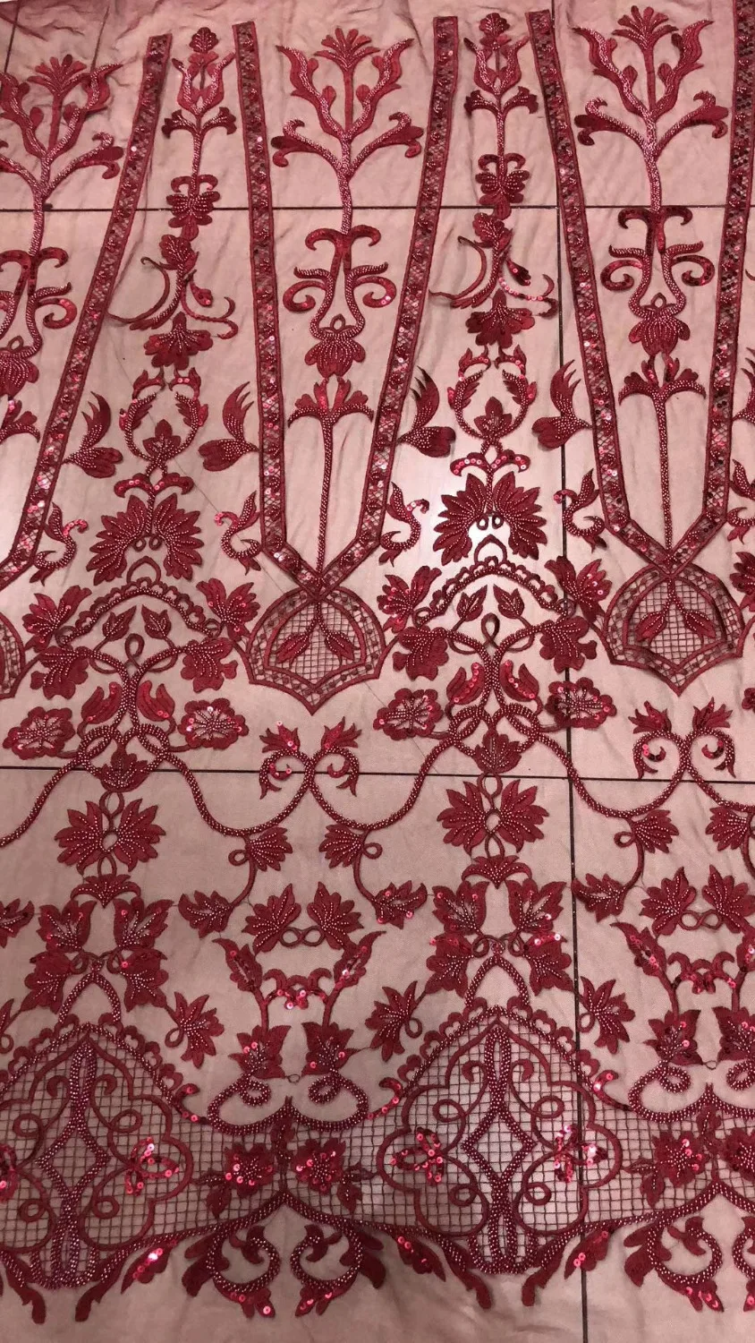 

New 5colors handmade pearls beads with sequins on netting lace fabric party dress/evening dress lace fabric 1yard