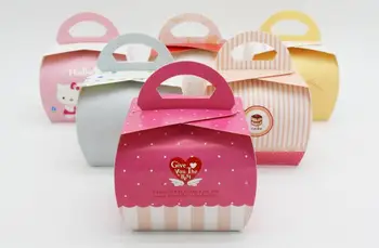 

20pcs/pack: 9x7.5x8.5cm 5color White Pastry cookies snack candy cake portable box Baking packaging boxes free shipping
