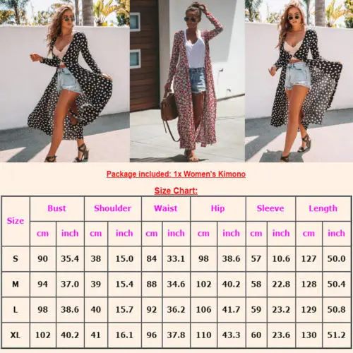 Autumn Fashion Women Lady Floral Maxi Kimono Duster Cardigan Chiffon Shirts Open Front Loose Blouses Streetwear Autumn Fashion Women Lady Floral Maxi Kimono Duster Cardigan Chiffon Shirts Open Front Loose Blouses Streetwear