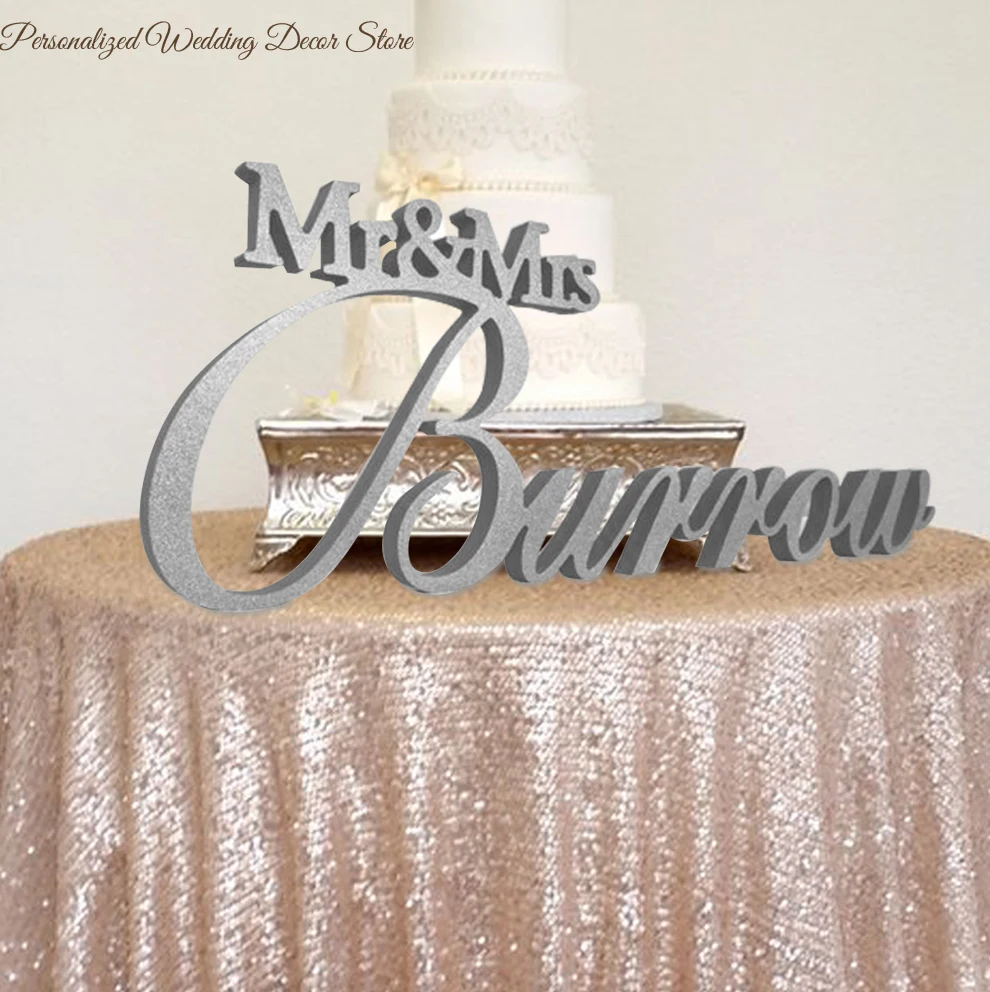 

Mr & Mrs Last Name Wedding Table Sign Big Centerpiece Decoration Personalized Sign Custom Sign Wedding Sign Family Name