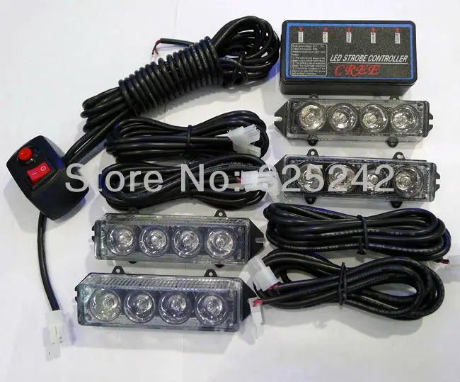 

Ultra-bright LED Strobe Light,16 LED Emergency Vehicle Flashing Light for Front Grille/Deck - blue and red color Strobe