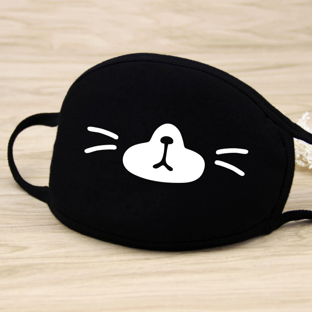1 шт. черная противопылезащитная хлопковая Милая маска с мишкой из мультфильма «Аниме», «кпоп», «зубы», «маффл», маски со ртом для лица