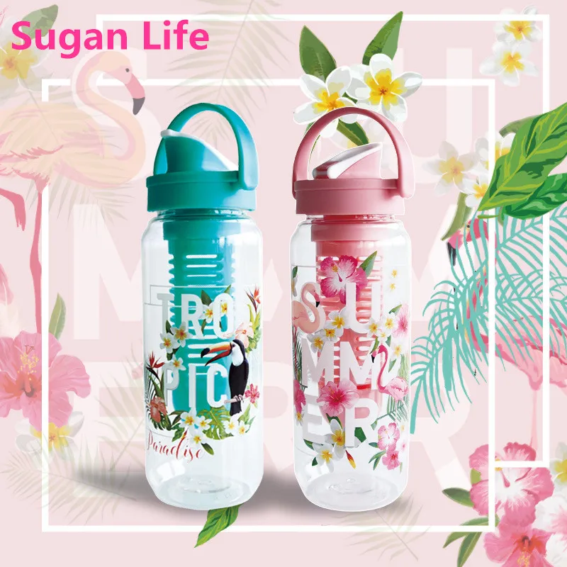 Sugan Life фламинго пластиковая бутылка для воды 500 мл с чаем заварки Спортивная