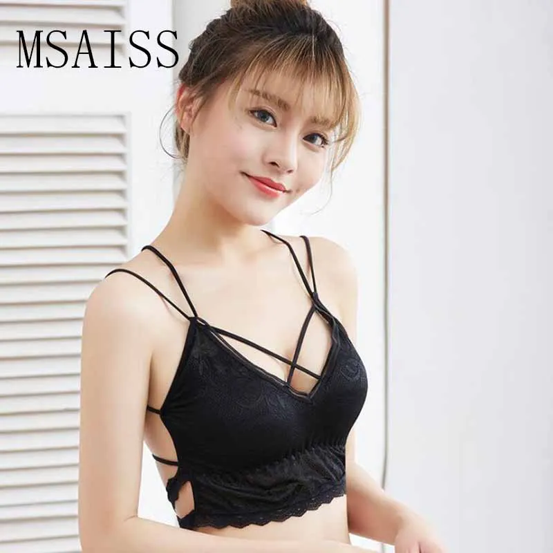 

MSAISS Sexy Women Lace Crop Top Girls Strappy Lingerie Bra
