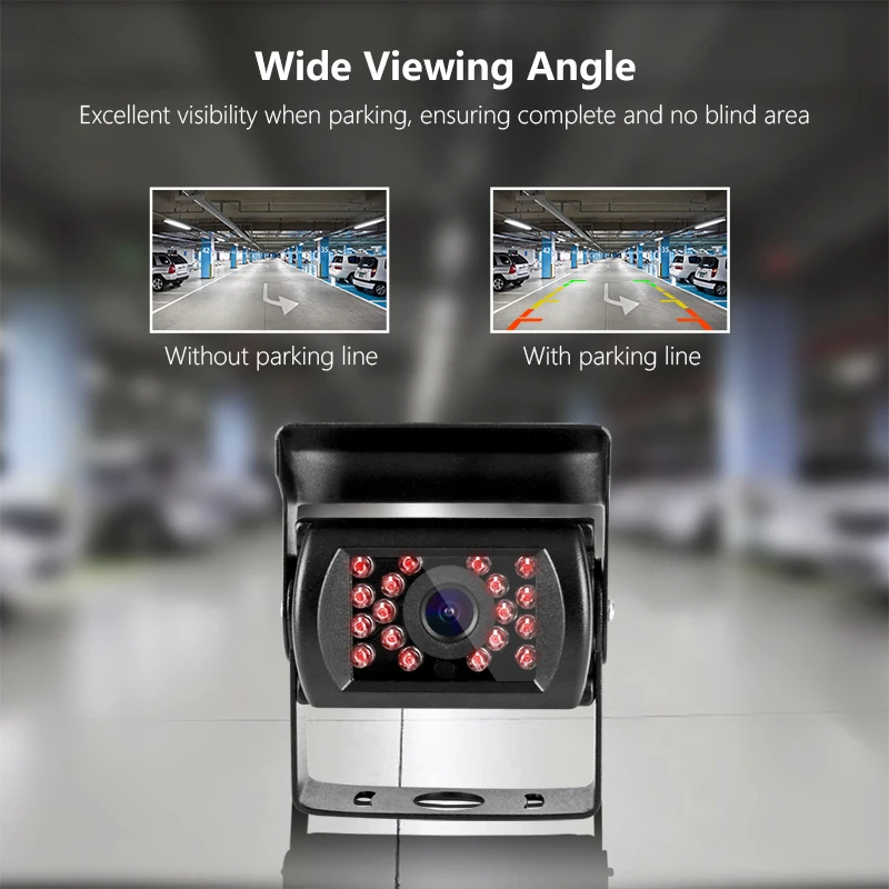 Автомобильная камера заднего вида, универсальная запасная парковочная камера, 18 светодиодный, инфракрасное, ночное видение, водонепроницаемая, 170, широкоугольный, HD цветное изображение