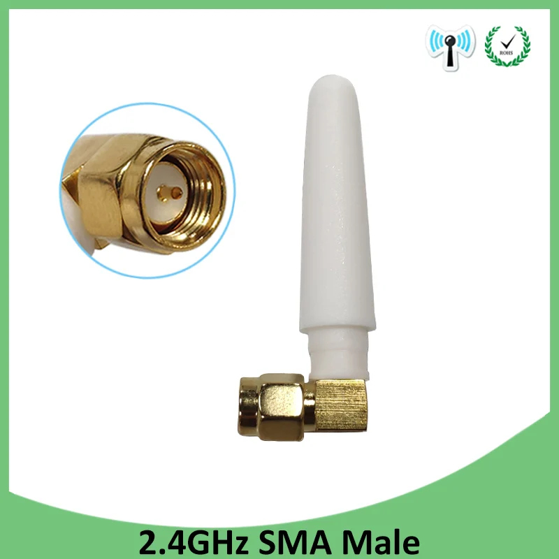 

10pcs 2.4GHz antenna wifi SMA Male Connector 2~3dbi 2.4 ghz antena wi fi Small Size antenne white wi-fi antenas antennas router