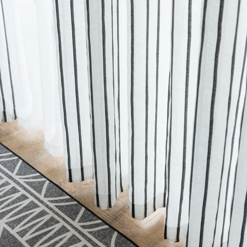 Простые полосатые занавески в скандинавском стиле практичные легкие удобные в установке мягкие легкие марлевые занавески моющиеся сухие очищаемые