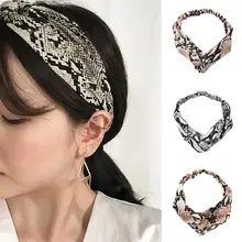 Модные женские повязки на голову в западном стиле, повязка на голову со змеиным принтом для девушек, женские аксессуары для волос, повязка на голову PSC7263