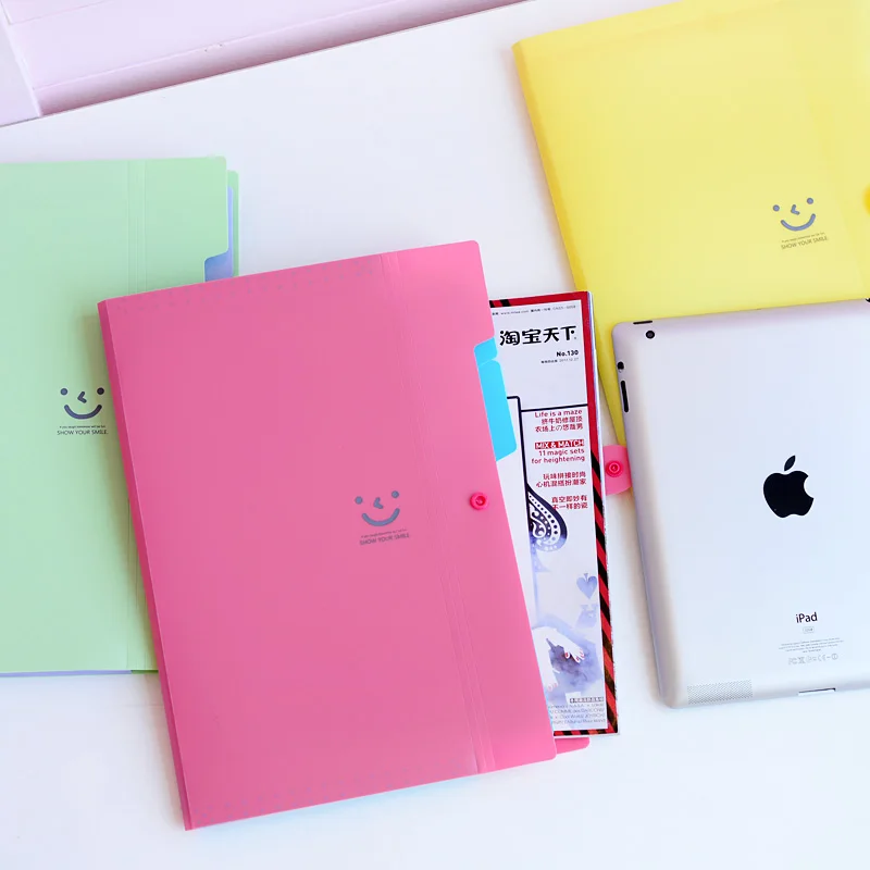 

Smiley a4 file bag candy pp file folder data book orgnan bag