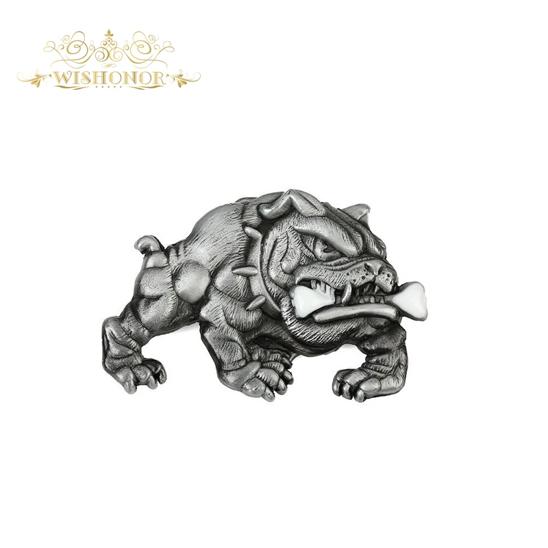 

Wishonor 2017 Nice Dog Mens belt buckle High Quality Antique Silver Animal Belt Buckle For Belt Jeans accessories