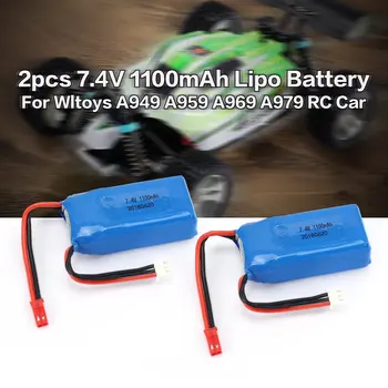 

2pcs 7.4V 1100mAh 25C 2S Lipo Battery JST Plug Rechargeable for Wltoys A949 A959 A969 A979 RC Car Airplane Drone RC Accessories
