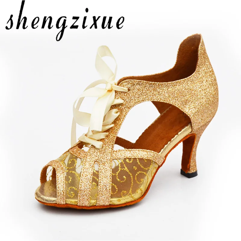 Женские сандалии shengzixueGirl блестящие туфли из искусственной кожи с блестками для
