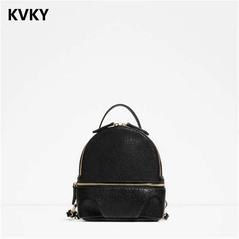 KVKY 2017 new fashion school students backpack Vintage Pu Leather women shoulder bags mochila escolar bolsas