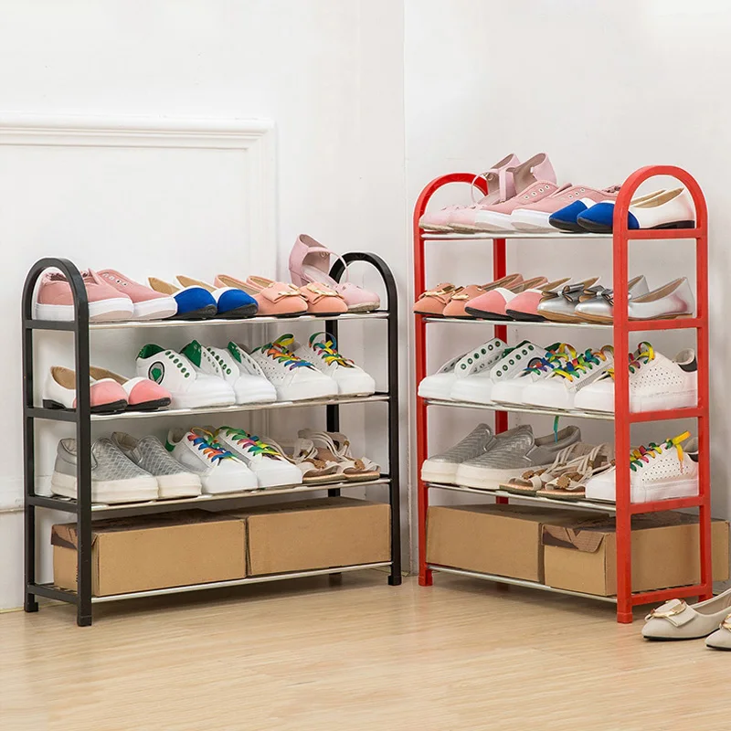 Black Multi layer Shoe Rack Plastic parts Steel Pipe Shoes Shelf Easy Assembled Storage Organizer Stand Holder Home Decoration