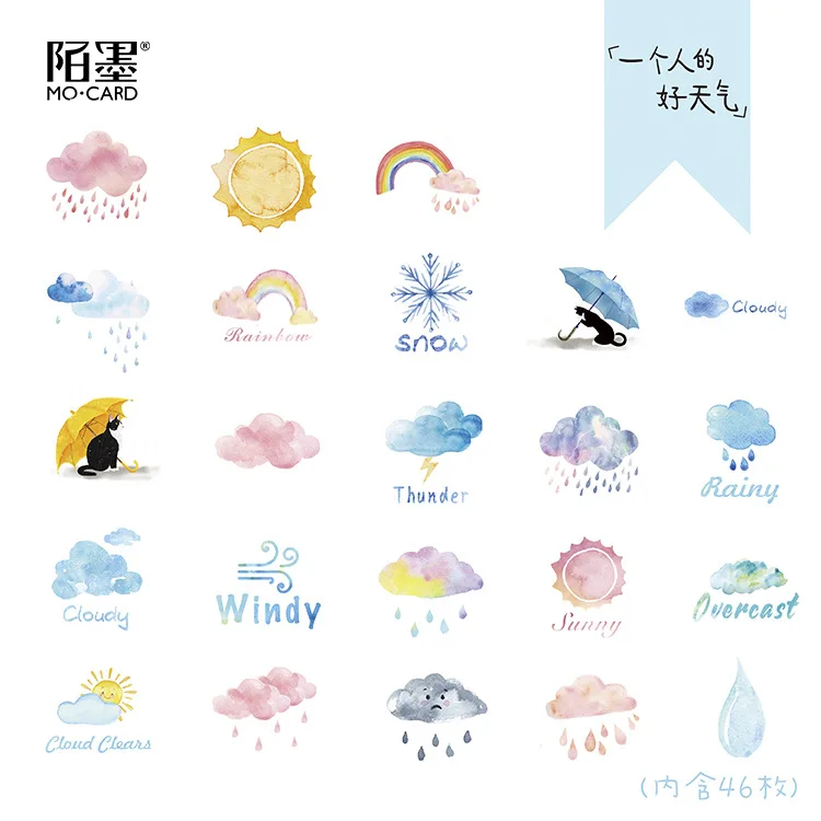 Good Or Bad Weather Stickers Set Decorative Stationery Stickers Scrapbooking DIY Diary Album Stick Lable - Image 5