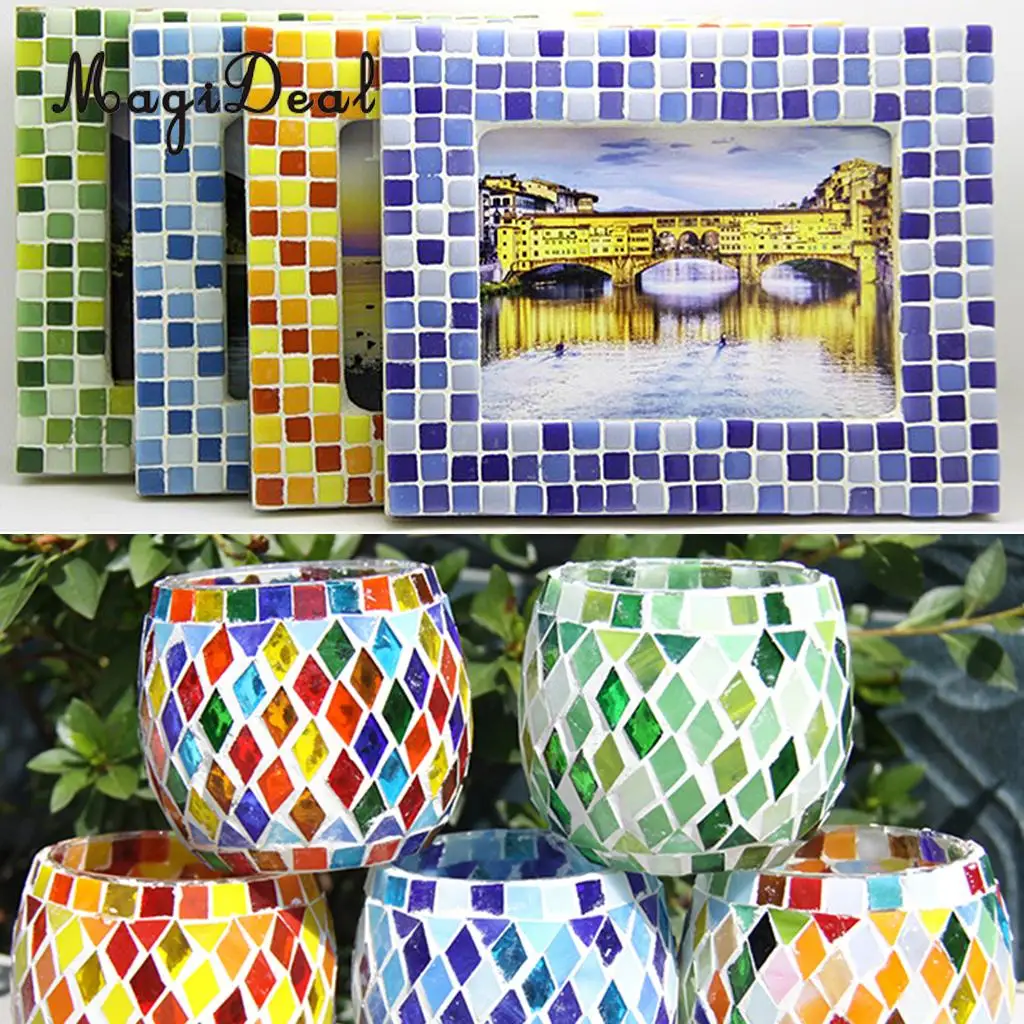 MagiDeal 500 Piece Multicolor Square Vitreous Clear Glass Mosaic Tiles Tessera for DIY Projects Mosaic Making Unique Design