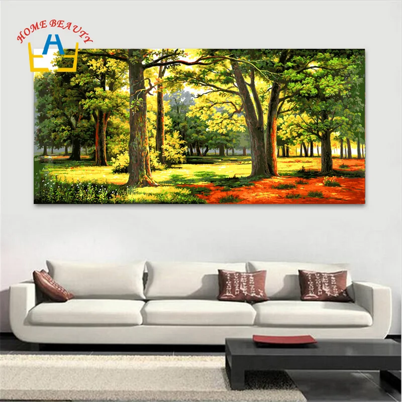 

Oil Painting By Numbers Large Scenery 50*100CM Realist Module Pictures Tree Canvas Painting On The Wall Home Decoration SY043