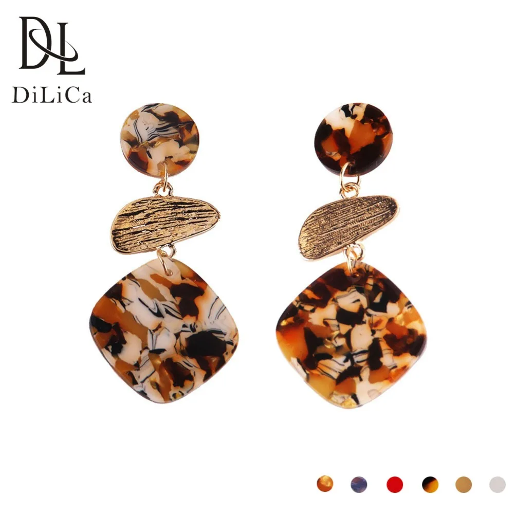 

DiLiCa Fashion Drop Earrings Women Resin Geometric Statement Earrings Dangle Jewelry Earring Female Earrings Boho oorbellen