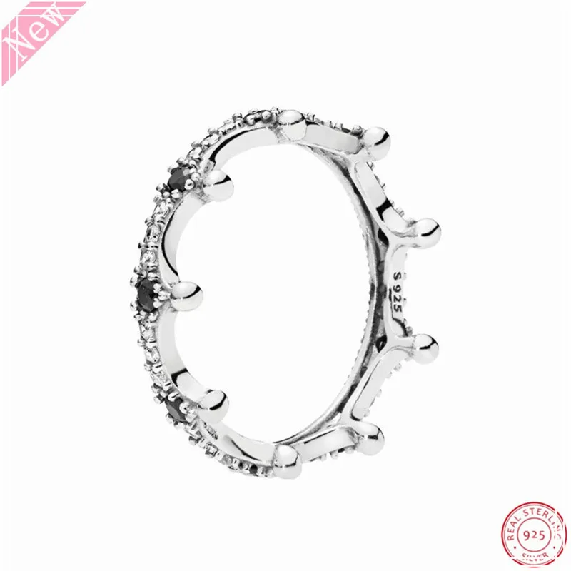 

Regal-inspired Enchanted Crown Stackable Rings for Women 925 Sterling Silver Jewelry with Mixed Striking Clear & Black CZ FLR177
