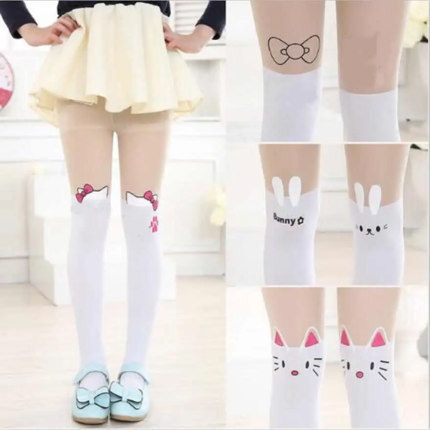 Child Tights Fashion Photography Props Cute Cartoon Design Pantyhose Kitten Tattoo Dance Tights Girls Princess Cartoon Pantyhose
