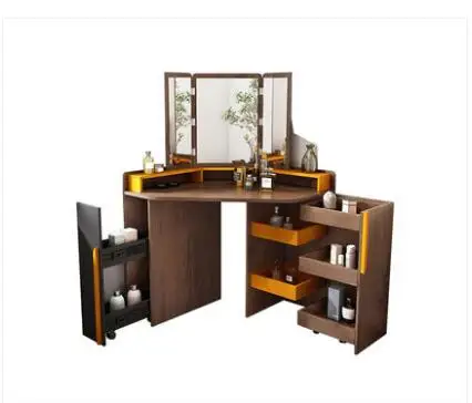 

Small family corner dressing table bedroom modern simple corner storage makeup table dressing table.