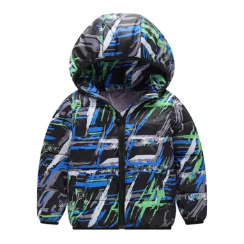 

Autumn Winter Children Boys Girls Printed Thick Hooded Cool Coats Warm Kids Outerwear Cotton-Padded Coats Baby Boy Clothes