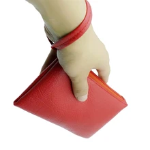 Красные кошельки для мужчин и женщин из искусственной кожи с рисунком личи, сумка на молнии, клатч, портмоне, сумочка на запястье для телефона, портативная маленькая сумочка