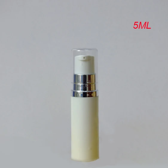 Branco sem ar Garrafa de Vácuo com Collor Clara para Soro Embalagens de Cosméticos sem ar Prata Tampa Pequenas 120 Pcs 5 ml