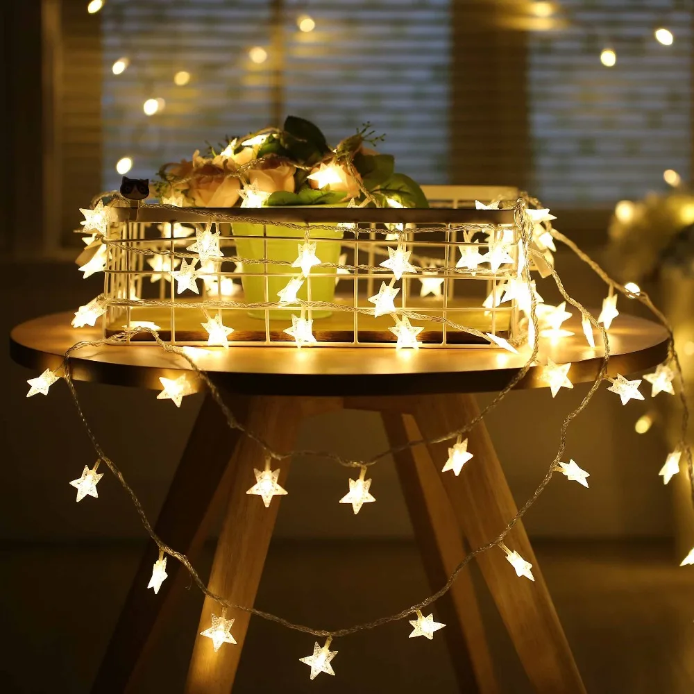 JULELYS 30M 300 Bulbs Garland LED Star String Lights Christmas Festoon LED Lights Decoration For Wedding Holiday Party Birthday JULELYS 30M 300 Bulbs Garland LED Star String Lights Christmas Festoon LED Lights Decoration For Wedding Holiday Party Birthday