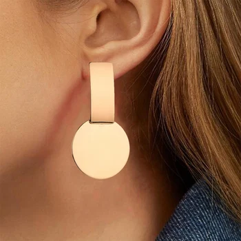 

New Fashion Geometric Square Round Coin Earrings For Women Fashion Punk Gold Color Long Drop Earrings Jewelry Brincos