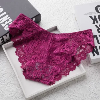 

OU043 Hot Sale Lace Sexy Underwear Breathable Women Panties Low Waist Briefs Bamboo Fiber Seamless Lingerie Calcinha
