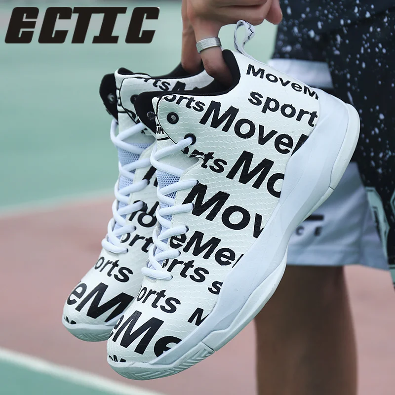 

ECTIC Fashion Men's shoes Male White Shoes Leather Casual Shoes Letter Shoes Face Shock Absorbing Rubber Sole Comfortable DP-44
