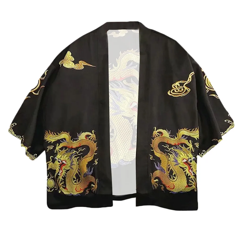 Мужская куртка Харадзюку, кимоно, кардиган, пальто, повседневная весенняя одежда, топы для влюбленных, индивидуальная блузка с принтом для мужчин, верхняя одежда