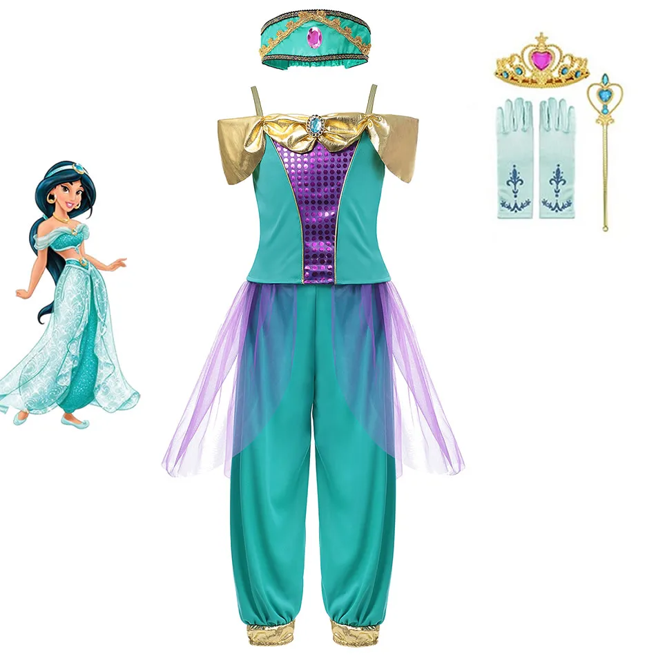 

Jasmine Princess Dress Girls Summer Fancy Frock Design 2019 Famous Movie Roles Cosplay Party Outfits Arabian Princess Costume