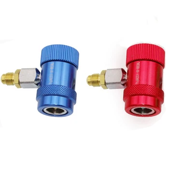 

Car Air Conditioning System 1 Piece/Pair Red/Blue R1234yf High/Low Side Manual Coupler 1/4" SAE Connector For Jaguar/Land Rover
