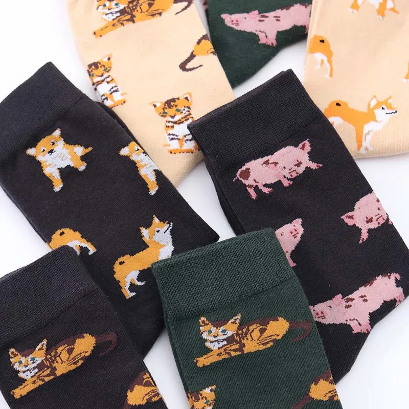 

2019 New Cute Kawai Cartoon Women Combed Cotton Socks Women Funny Dog Corgi Lovely Animal Pattern men Casual Sock